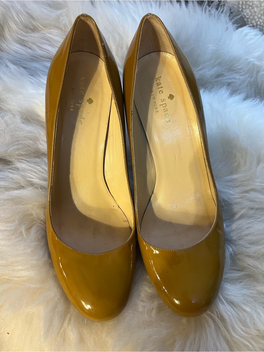 kate spade Classy Glossy Golden Mustard  Patent Leather Pumps